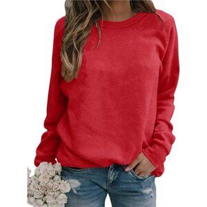 Womens Crewneck Sweatshirt Long Sleeve Raglan Pullover Casual Holiday Winter Top